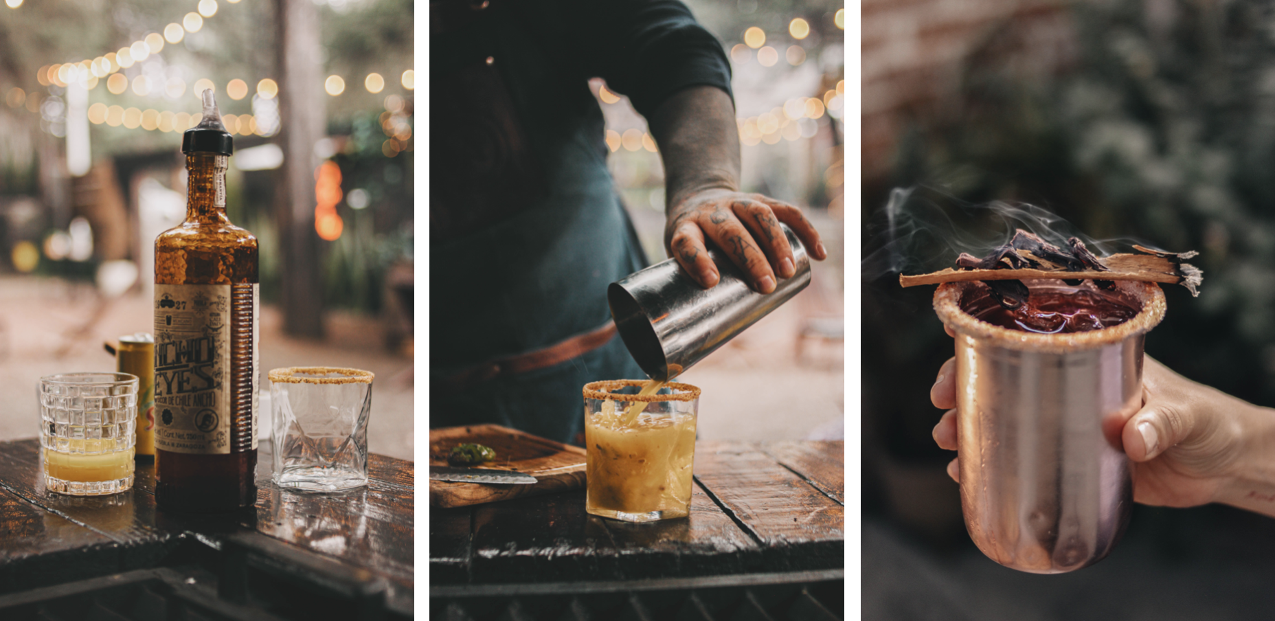 Artisanal mezcal cocktails with a worm salt rim. Work salt, a popular garnish to mezcal cocktails, is made of larvae that inhabit the agave plant, salt and pepper. Images by Nahima Aparicio on Unsplash.