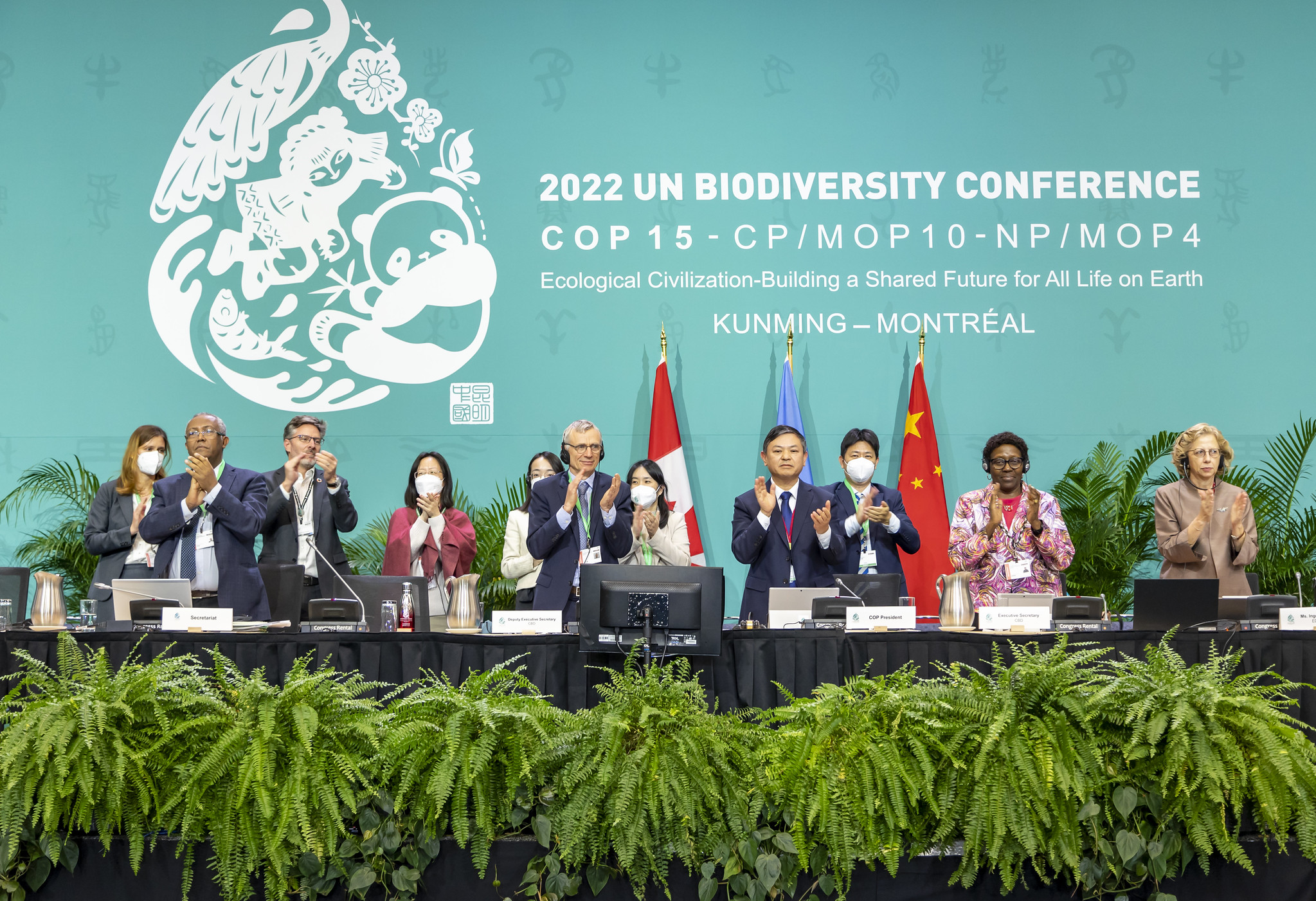 Delegates to the 2022 UN Biodiversity Conference applaud the adoption of the new Global Biodiversity Framework.