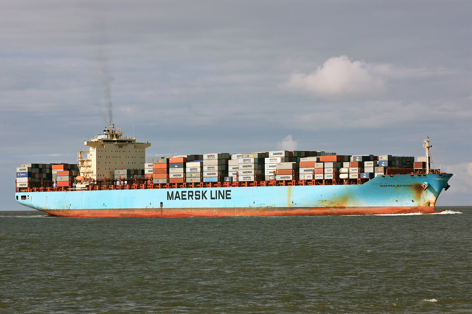 A Maersk container ship.