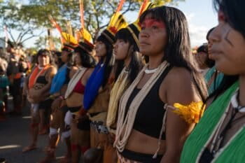 More than 5,000 Indigenous peoples participated in the 2023 Acampamento Terra Livre (ATL) march in Brasilia on April 26, demanding the demarcation of Indigenous territories and the end of violence against Indigenous peoples. Image by Maiara Dourado / CIMI.