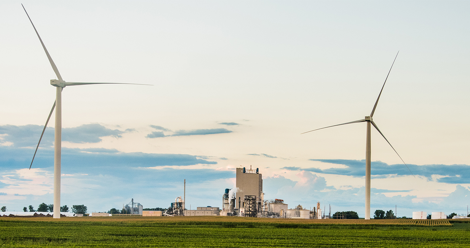 Wind turbines.