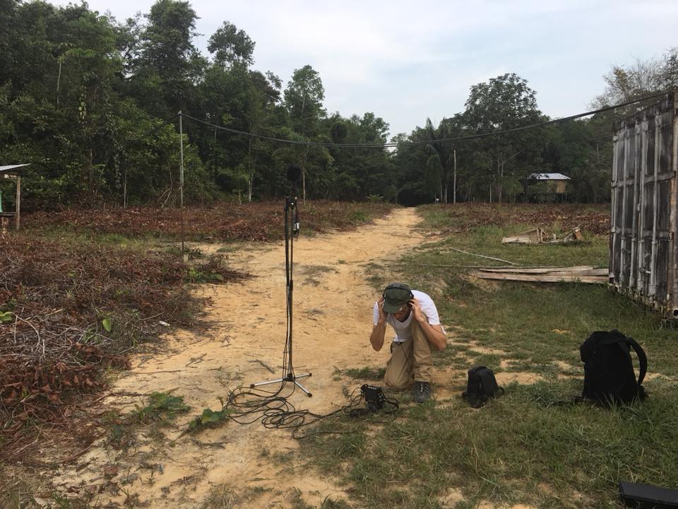 Recording soil acoustics in the Amazon rainforest. 