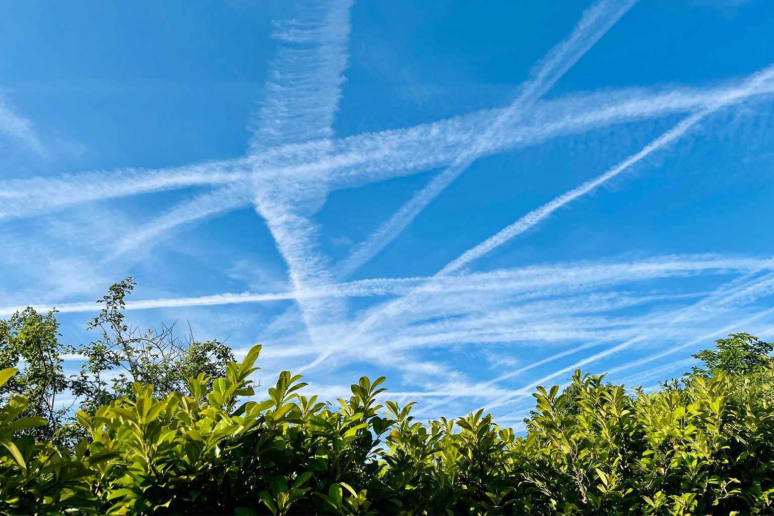 Smoke trails in the sky.