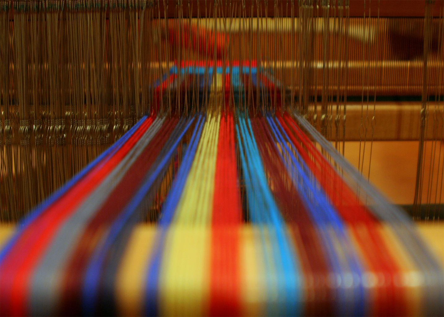 Threads in textile production.