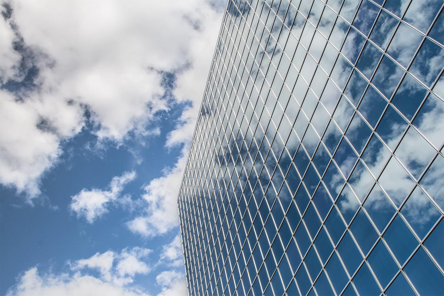 A steel and glass building.