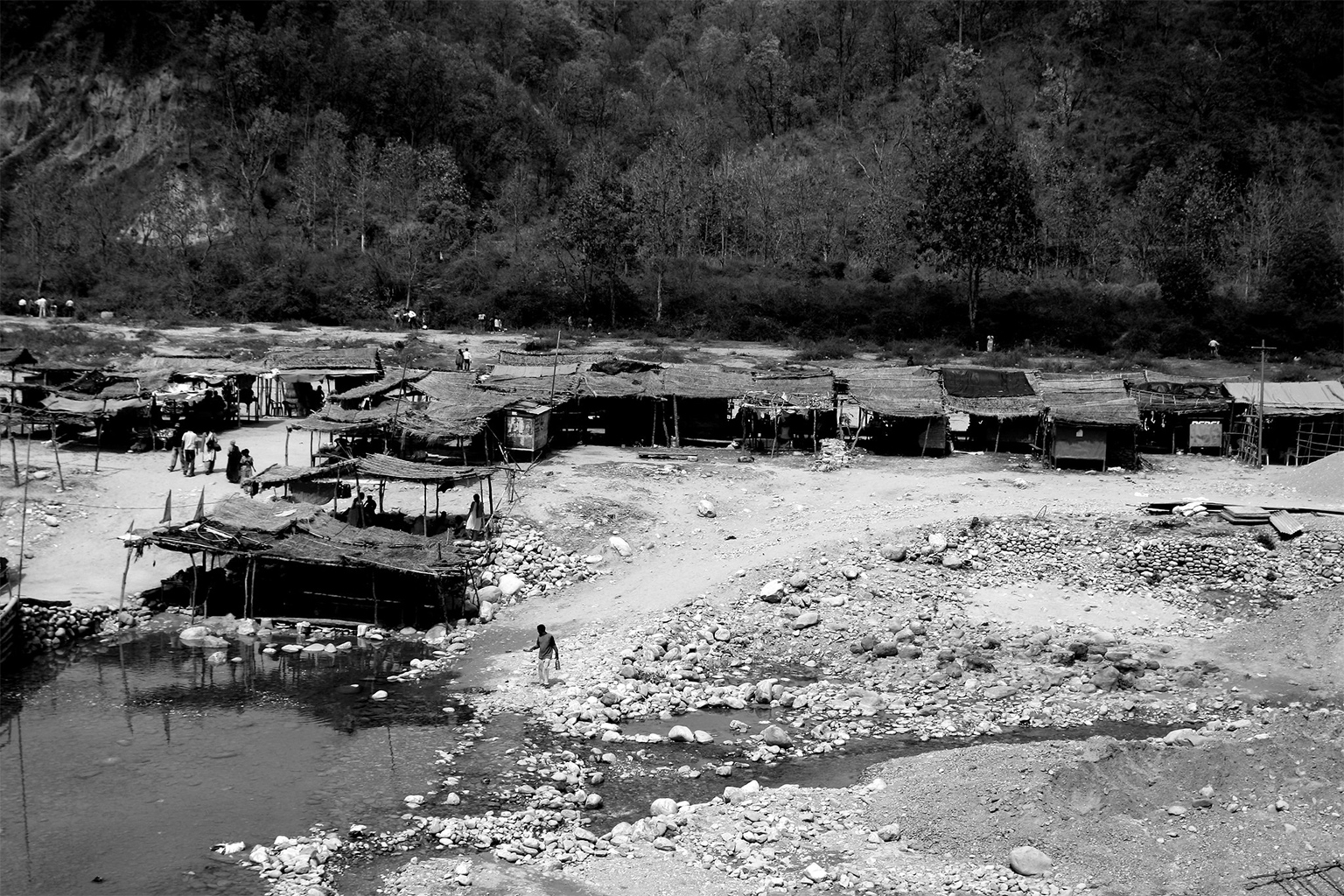 A makeshift village adjoining Corbett Tiger Reserve.