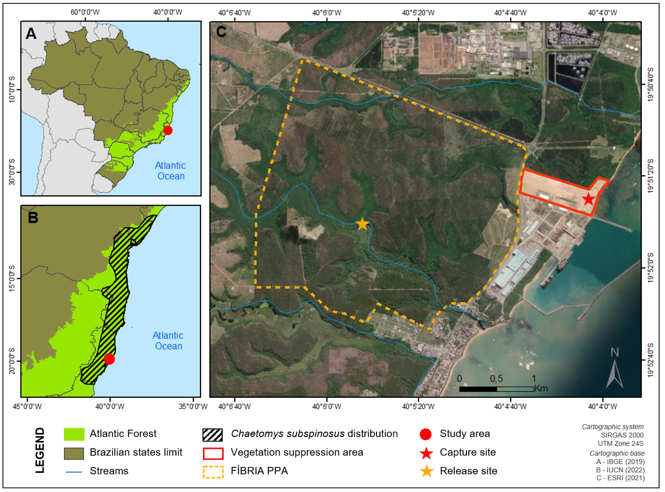 Map shows the study areas of the porcupine.