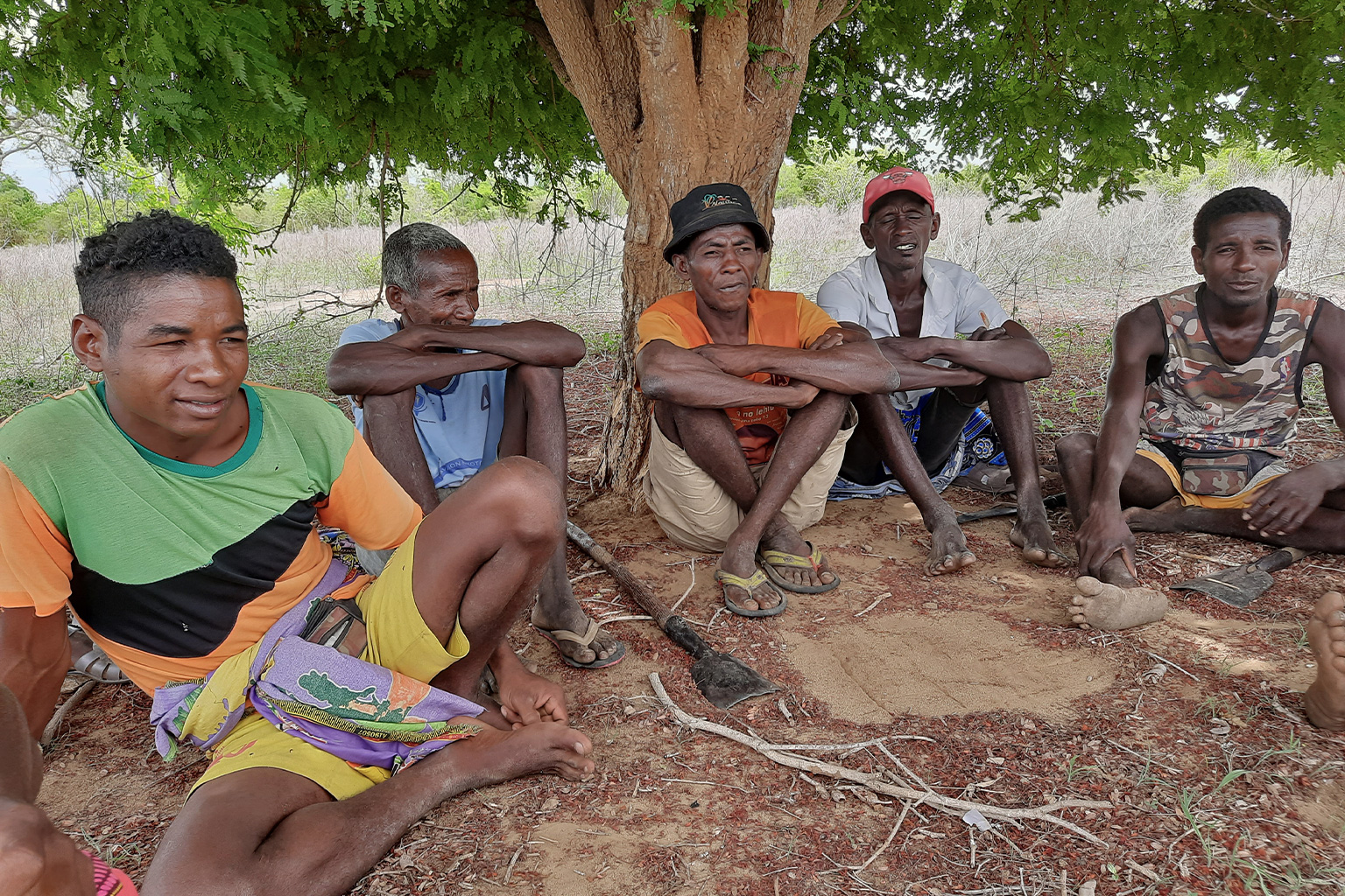 Kapaky, extreme right, with other migrants to Menabe from the Androy region.