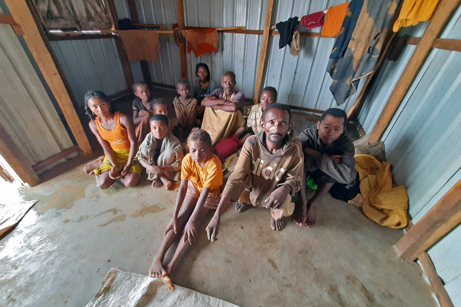 Soja, extreme right, and some members of his family living at Agnarafaly camp. 