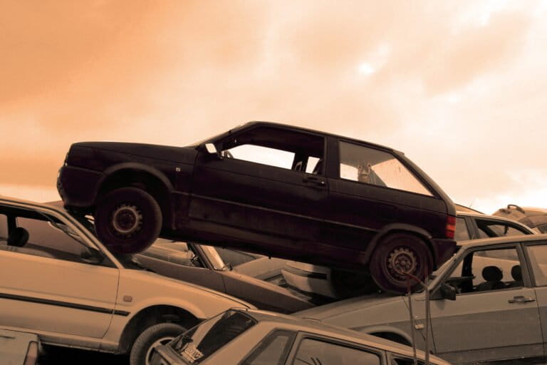 Where cars go to die: an auto graveyard.
