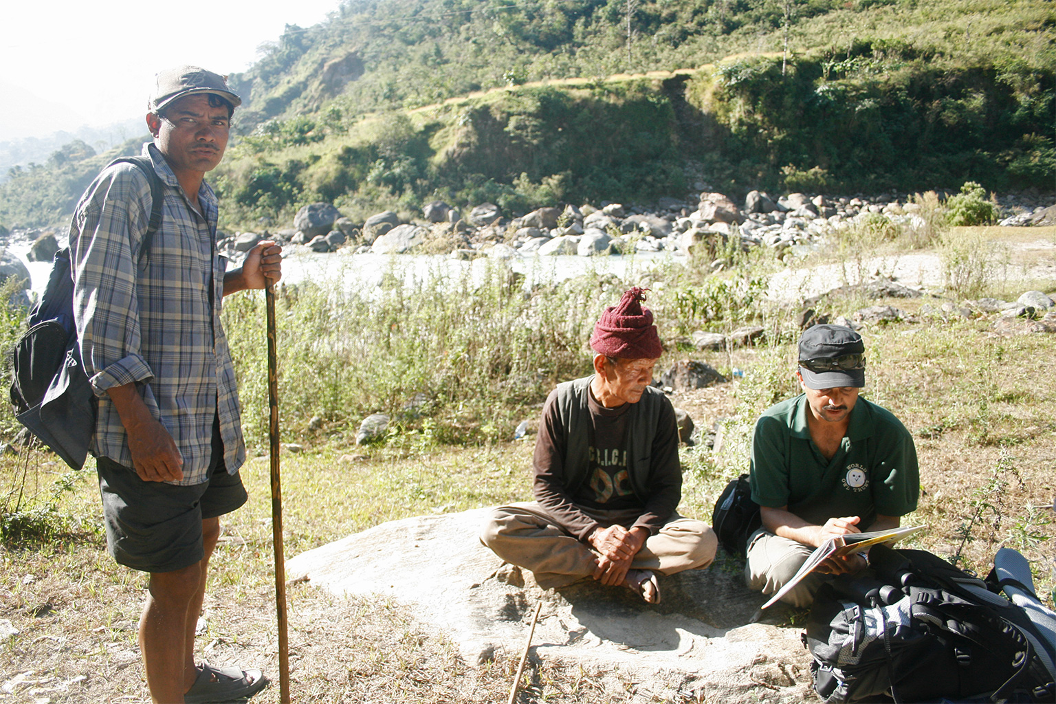 Acharya collecting the cultural and other information about owls in Manang.