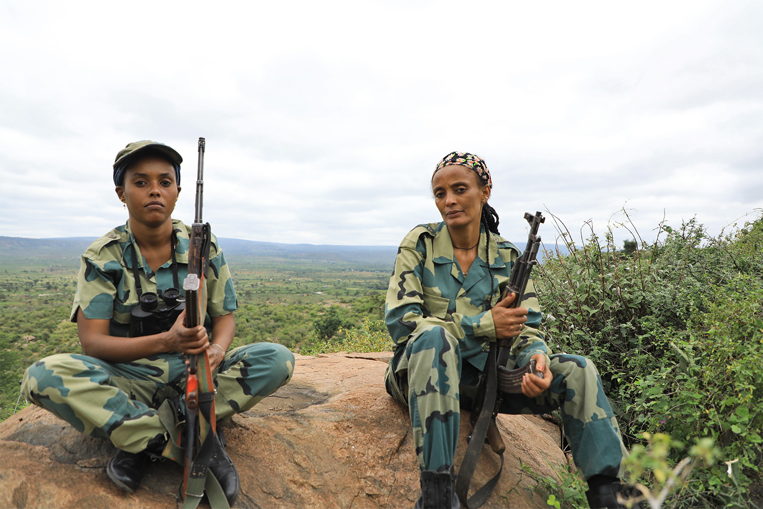 Fetiya with another female ranger in the sanctuary.