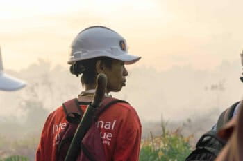 A volunteer firefighter from the Power of Mama group.