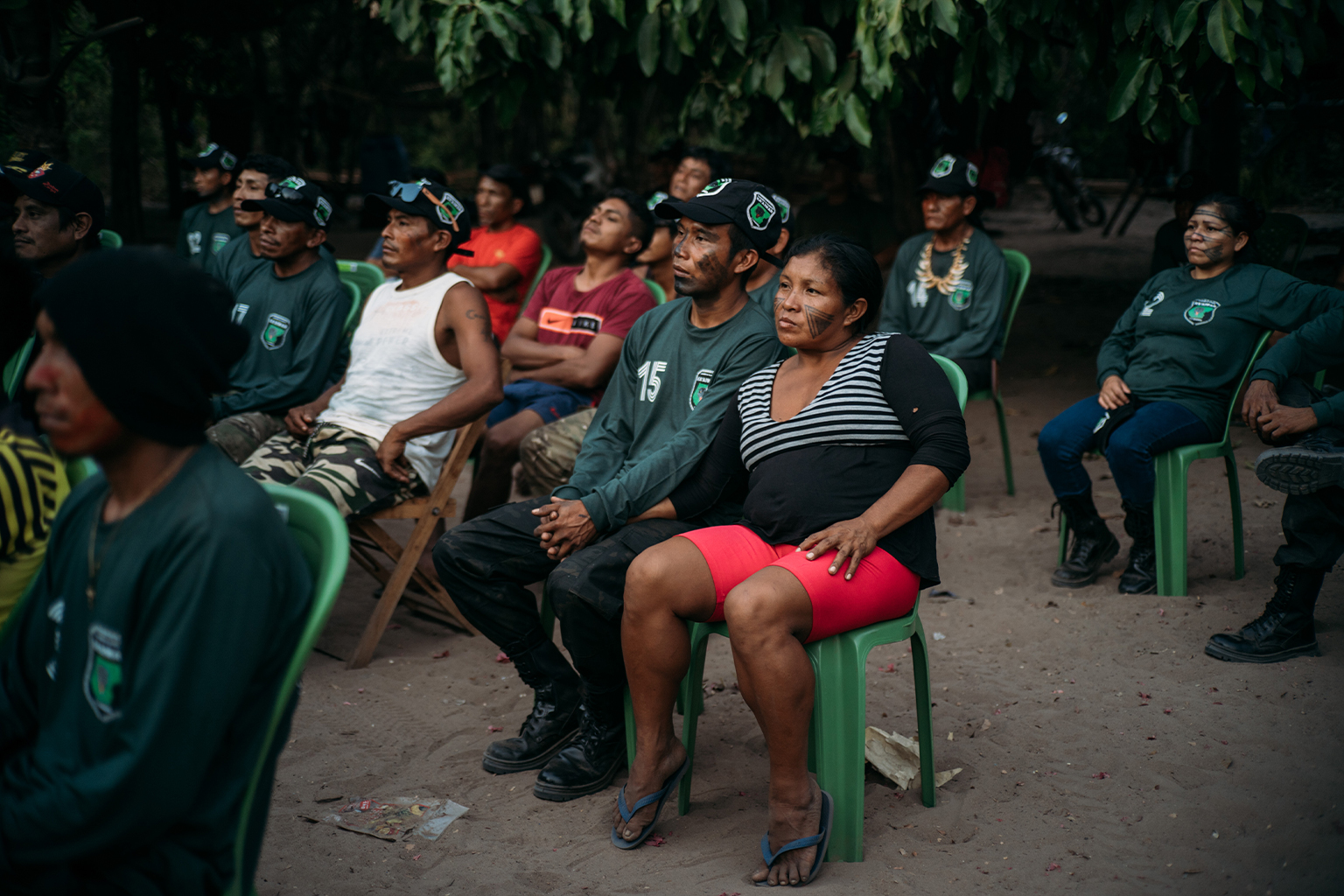 Members of the community at a documentary film screening.