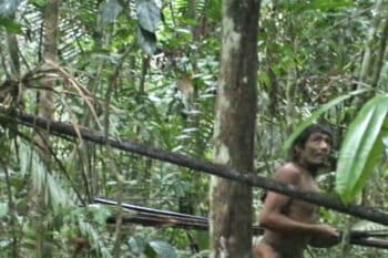 A Kawahiva indigenous man fleetingly caught on film.