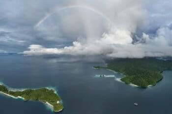 Rainbow over Raja Ampat, West Papua, Indonesia. Photo credit: Rhett Ayers Butler.