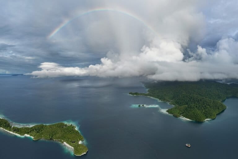 Rainbow over Raja Ampat, West Papua, Indonesia. Photo credit: Rhett Ayers Butler.