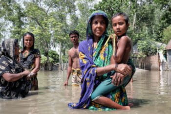 Flood victims in north-central Bangladesh in 2019.