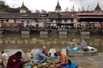 River Bagmati flowing through a religious site.