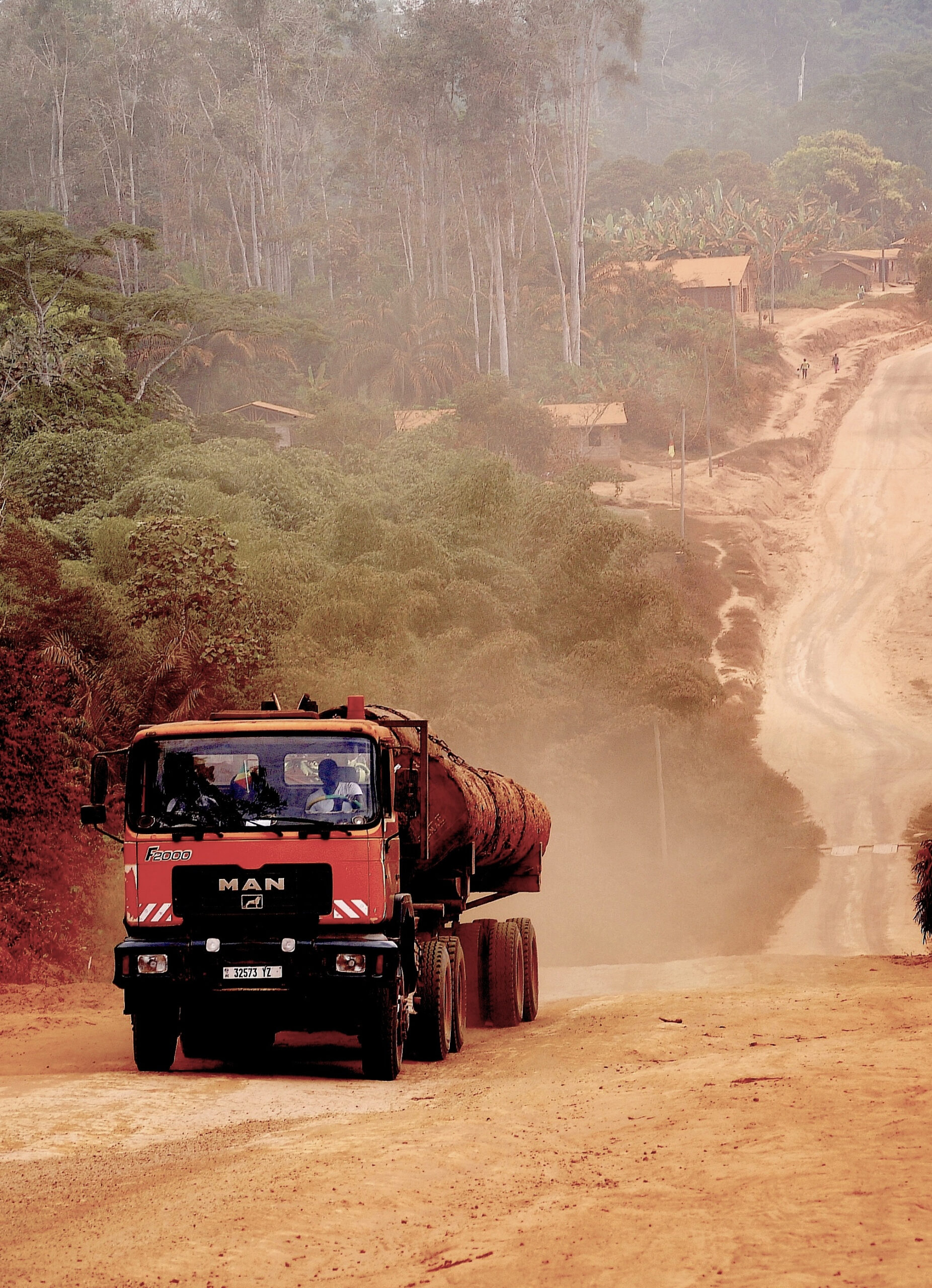 Illegal roads, like the one above in the Republic of the Congo, often cut through dense forests and cause harm to the biodiversity living in fragile ecosystems. 