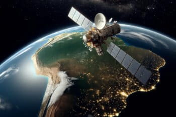 AI generated image of a satellite over South America