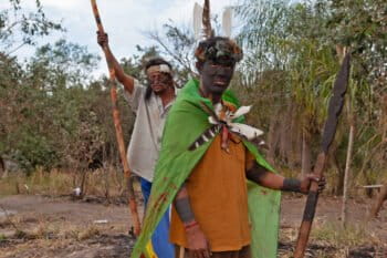 This land once belonged to the Guarani-Kaiowá Indigenous people, who depended on the dense forest to hunt and fish.