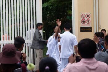 On May 29, 2024, five Mother Nature Cambodia activists stood trial on charges of plotting and insulting the king. Image by Gerald Flynn / Mongabay.