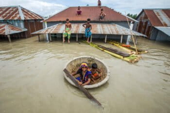 Image of houses inundated during Bangladesh 2020 floods.