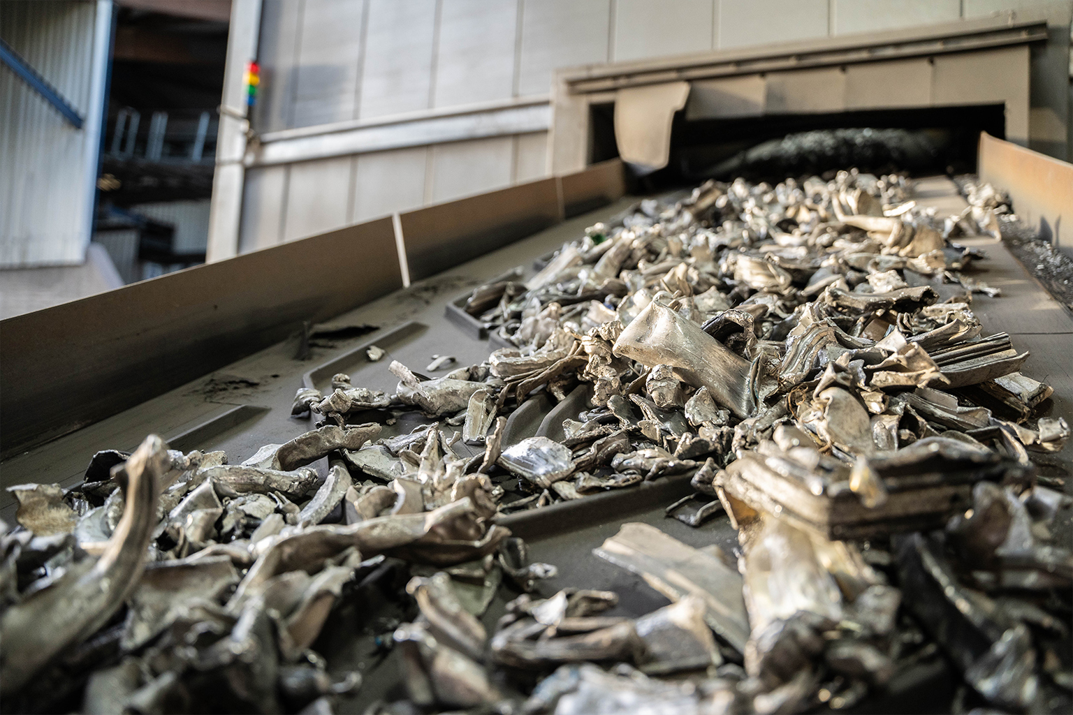 Aluminum scrap sorting at a recycling facility in Germany.