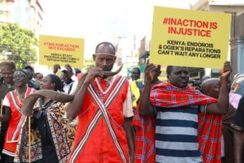 Endorois and Ogiek Peoples of Kenya in a peaceful procession to demand for their land rights in Feb., 2024.