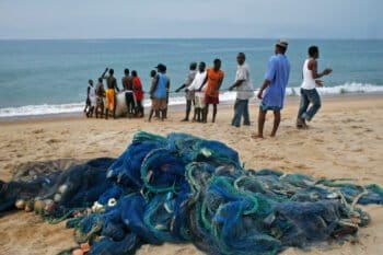 Fishermen in Robertsport in 2009.