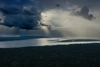 Rainfall over the Amazon river. Photo by Rhett A. Butler