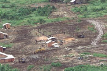 In July 2024, forest activists uncovered a timber depot and sawmills at the site of the Stung Meteuk hydropower project. Image supplied by Tat Oudom.