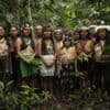 Waorani leader Nemonte Nenquimo with elders and community leaders.