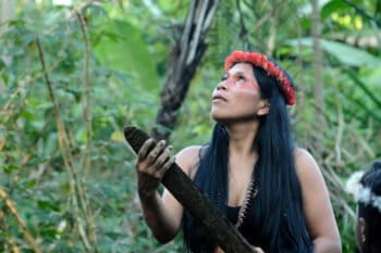 Nemonte Nenquimo in one of her family's forest gardens near the village of Nemonpare in the Ecuadorian Amazon.