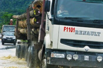A logging truck in Sarawak in 2008.