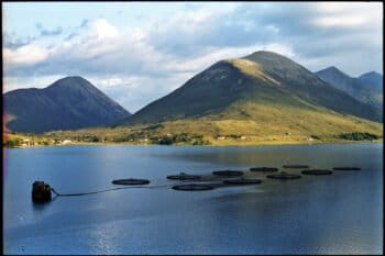 Salmon farms in Loch Ainort.