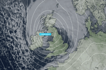 Banner image of Storm Darragh from space via the Met Office.