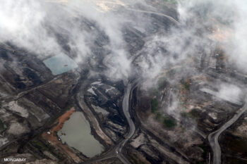 Aerial view of coal mining in East Kalimantan, Indonesian Borneo.
