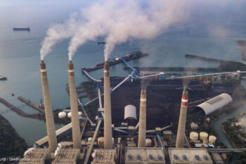 View of Suralaya coal power plant in Cilegon city, Banten Province, Indonesia.