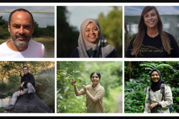 Top, from left: Andrés Link, Farina Othman, Yara Barros; Bottom, from left: Federico Kacoliris, Reshu Bashyal, Rahayu Oktaviani. Images courtesy of Whitley Fund for Nature.