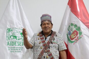 A Shipibo leader from Madre de Dios, Cusurichi Palacios serves on the national board of AIDESEP, a large organization representing more than 2,400 Indigenous communities in Peru.