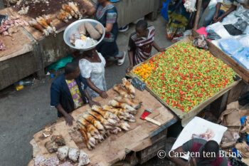 Market in Treicheville, Abidjan, 2017.