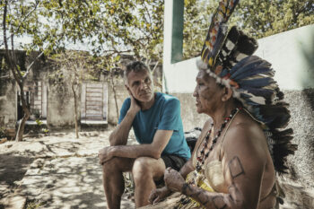 Dom Phillips interviewing Mariana Tobias, from the Macuxi people, at the Raposa Serra Do Sol Indigenous Territory, in northern Roraima state, in the Brazilian Amazon. © Nicoló Lanfranchi.