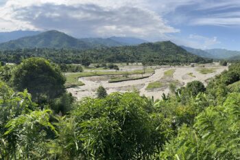 The Nyamugasani River flows through the flood plains in the foothills of Rwenzori Mountains National Park, one of the sites supported by the CAPA initiative.