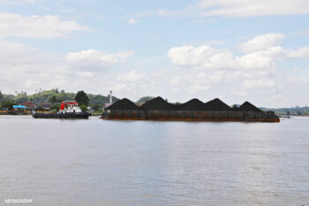 Coal mine on a barge in Indonesia.