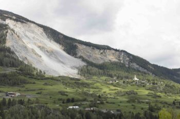 View of the village Brienz and the "Brienzer Rutsch", taken in Brienz-Brinzauls, Switzerland, May 12, 2023. (AP Photo/Arnd Wiegmann, File)