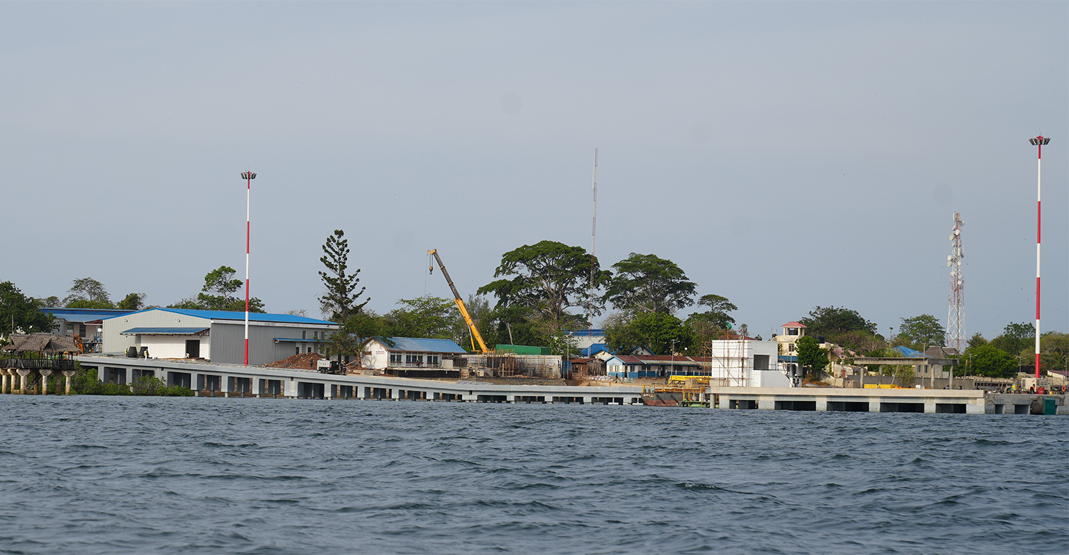 Shimoni Port, under construction in March.