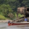 Illegal dredger in the Caquetá River. Image courtesy of Juan Carlos Contreras.
