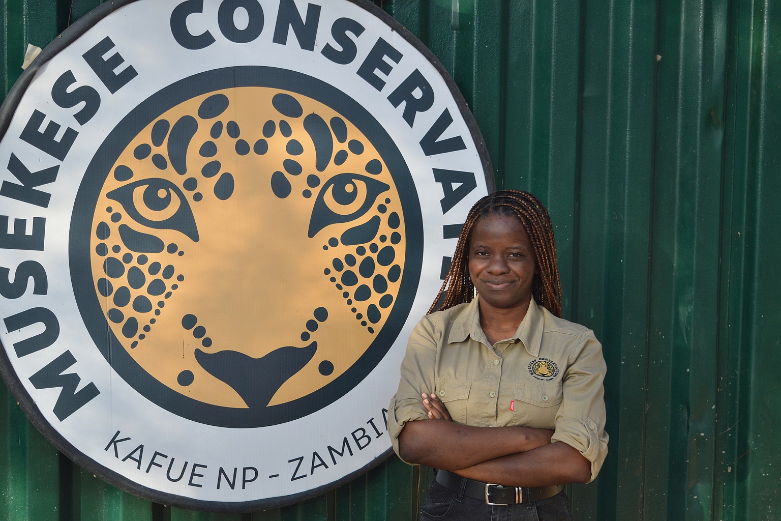 Zambian ecologist Chisomo M’hango at the headquarters of Musekese Conservation, in the carnivore-rich Musekese-Lumbeya area of Kafue National Park.